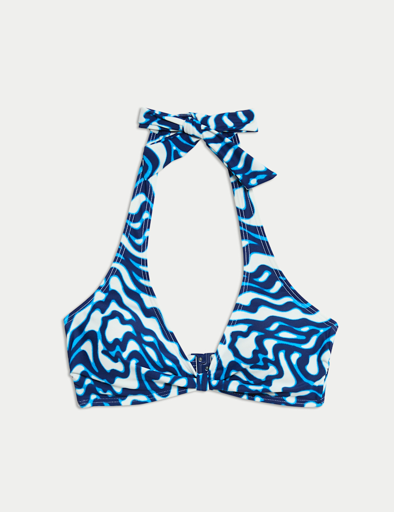 Knot Front Halterneck Plunge Bikini Top