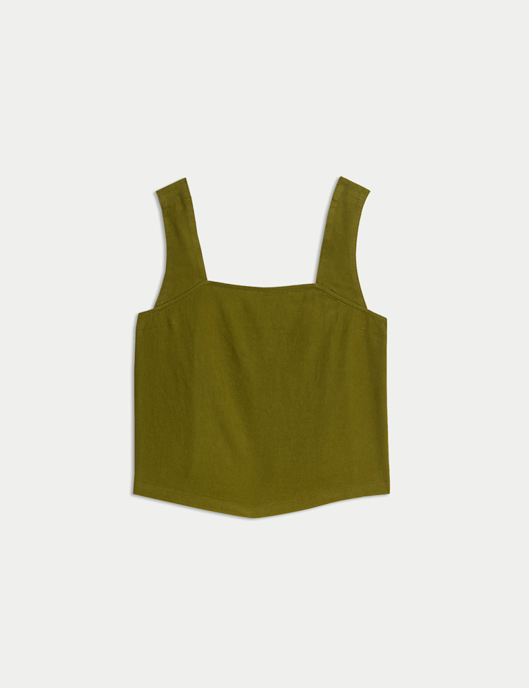 Linen Rich Square Neck Vest Top