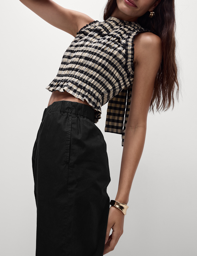 Pure Cotton Poplin Straight Leg Trousers