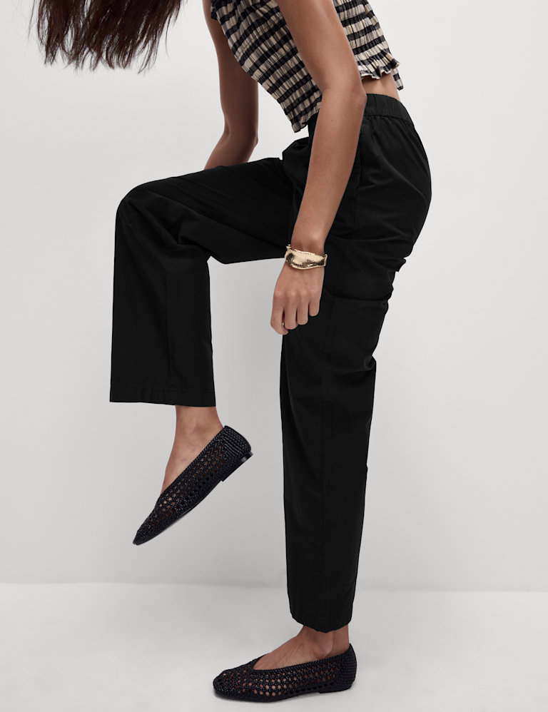 Pure Cotton Poplin Straight Leg Trousers