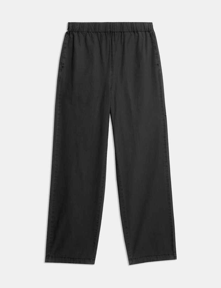 Pure Cotton Poplin Straight Leg Trousers