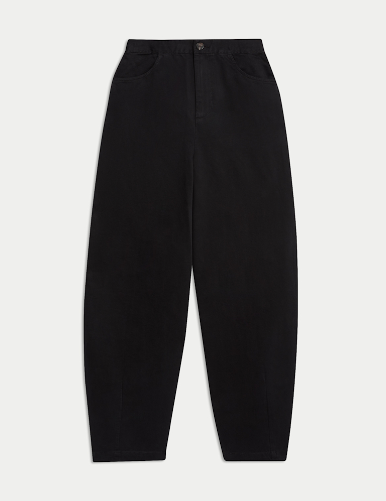 Elasticated Waist Barrel Leg Casual Trousers