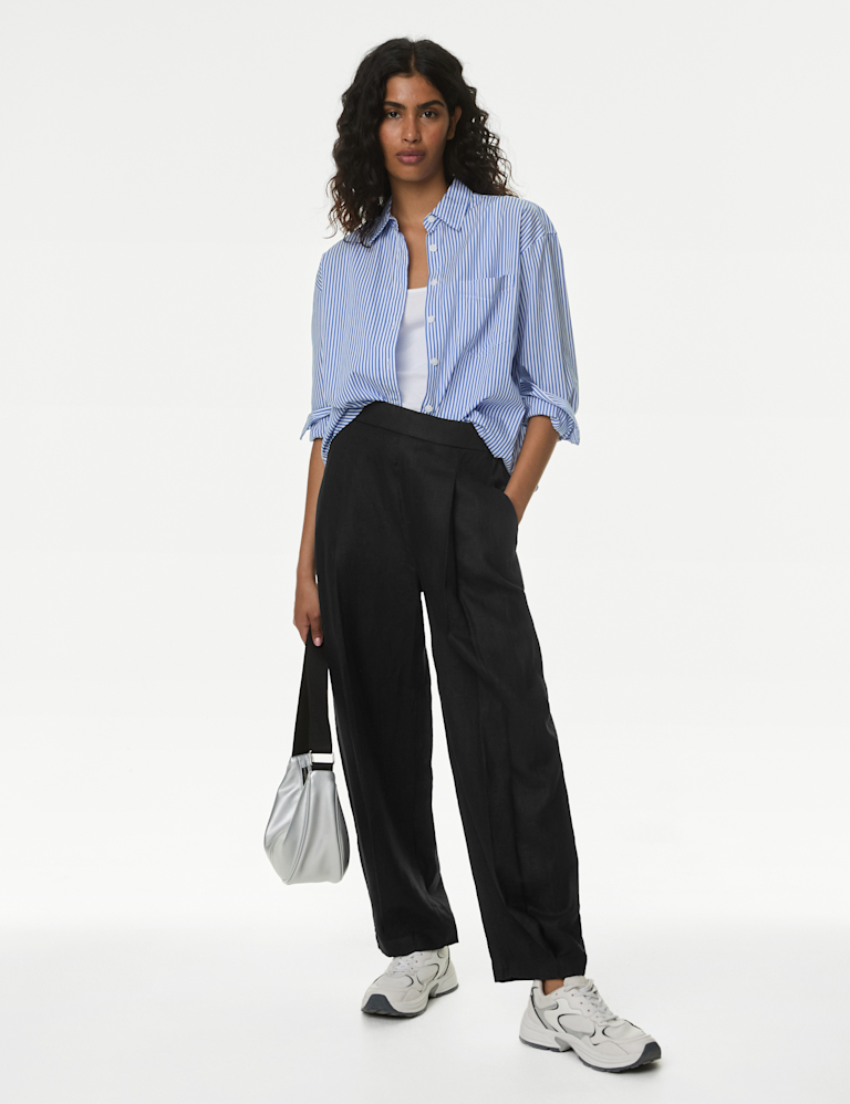 Pure Linen Carrot Leg Trousers