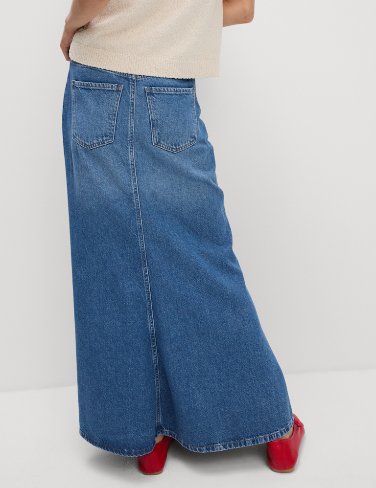 Denim Maxi A-Line Skirt