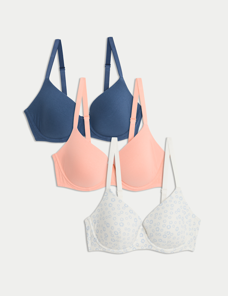 3pk Cotton Rich Wired T-Shirt Bras A-E