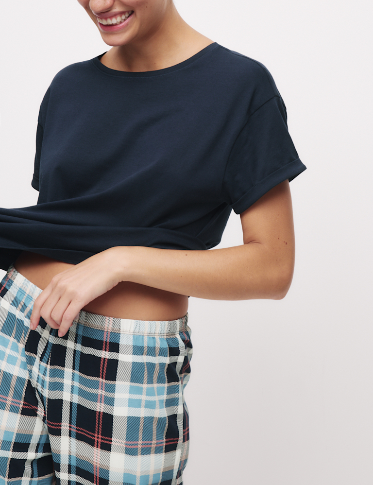 Cotton Rich Printed Cropped Pyjama Set