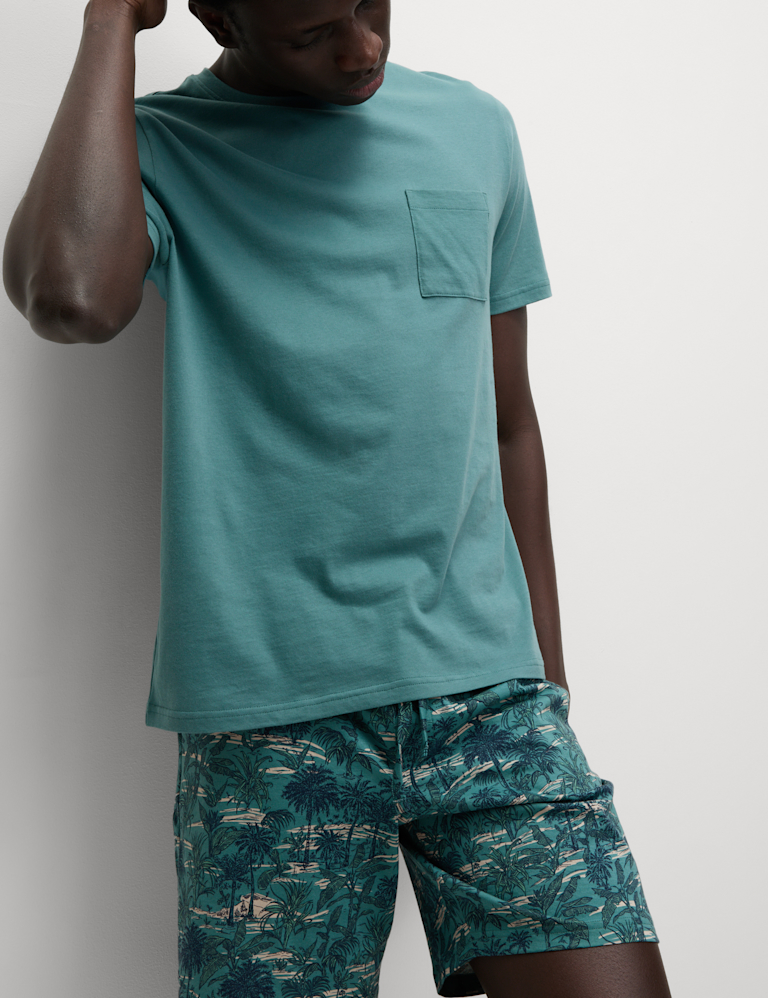 Pure Cotton Palm Print Pyjama Set