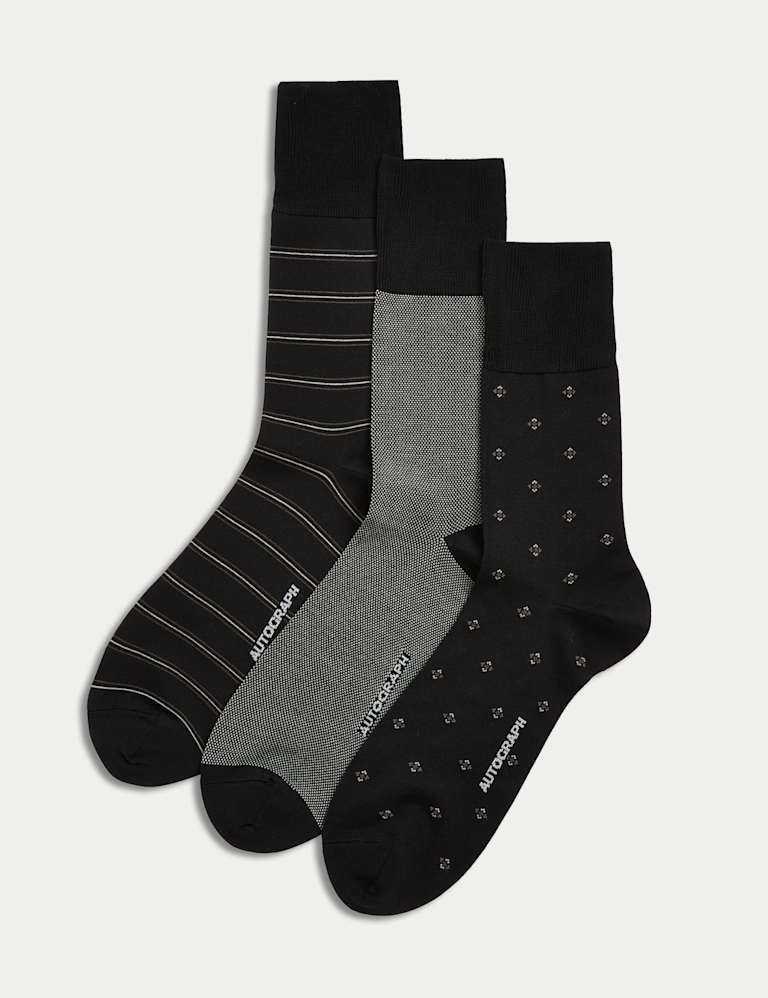 3pk Assorted Mercerised Cotton Rich Socks 3pk Assorted Mercerised Cotton Rich Socks
