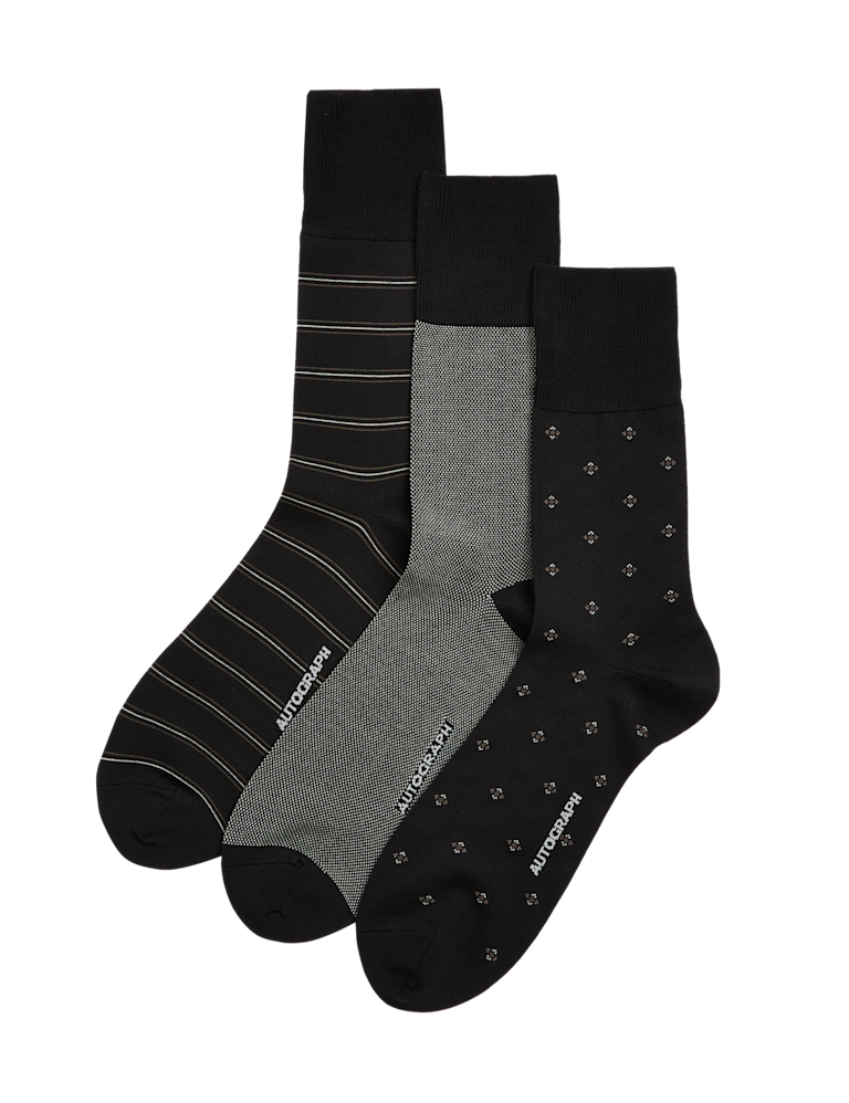 3pk Assorted Mercerised Cotton Rich Socks