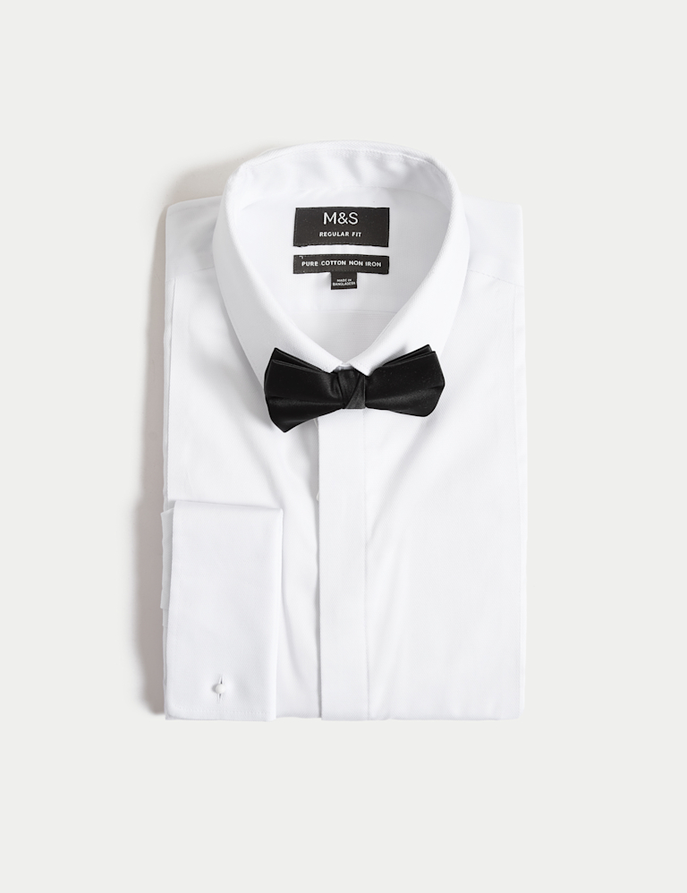 Regular Fit Cotton Dress Shirt with Bow Tie Regular Fit Cotton Dress Shirt with Bow Tie