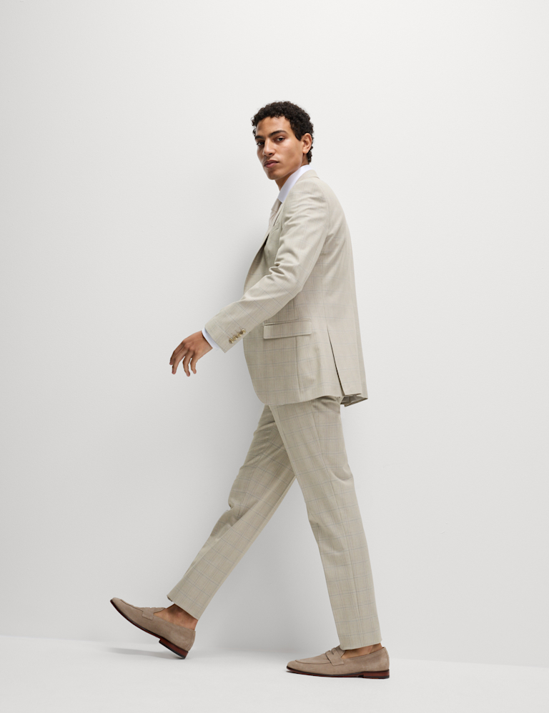 Slim Fit Check Suit Trousers