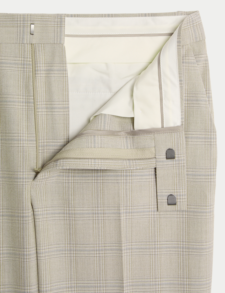 Slim Fit Check Suit Trousers