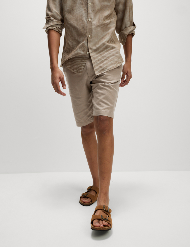 Regular Fit Linen Blend Chino Shorts
