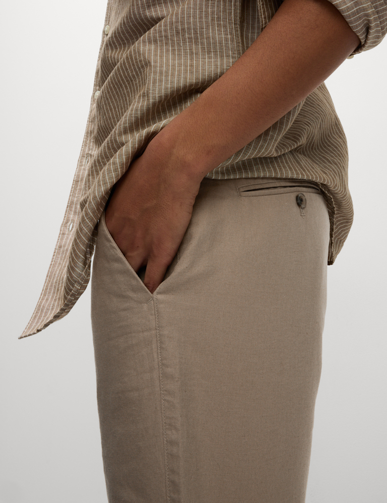 Regular Fit Linen Blend Chino Shorts