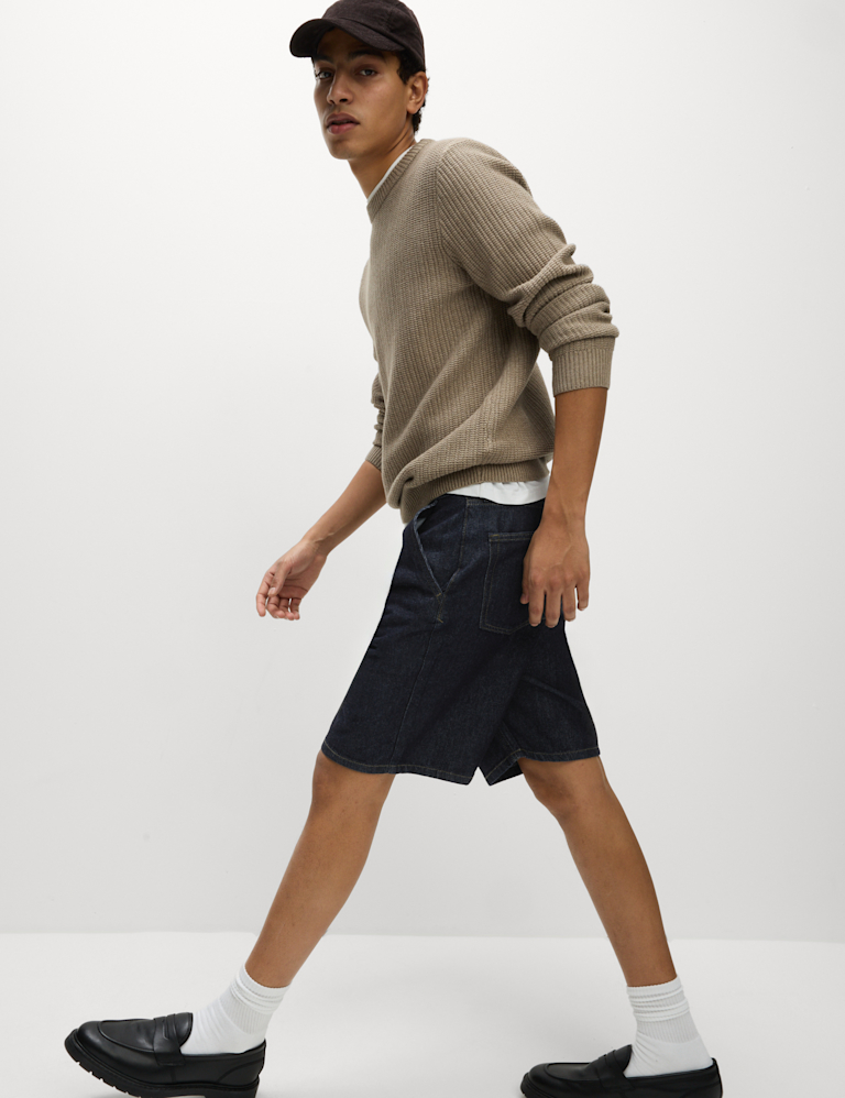 Straight Fit Lightweight Denim Shorts Marks and Spencer Cyprus
