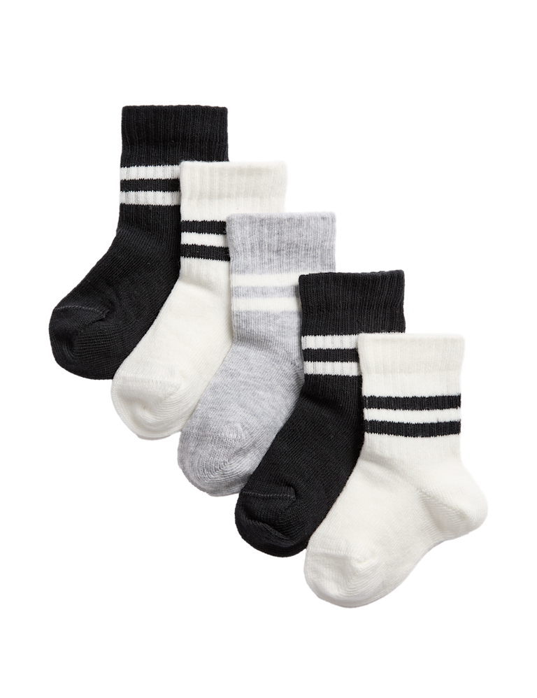 5pk Cotton Rich Baby Socks (0-3 Yrs)