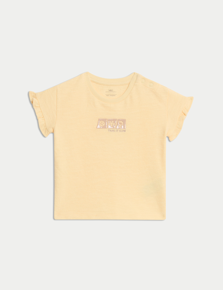 Pure Cotton Frill Sleeve T-Shirt (0-3 Yrs)