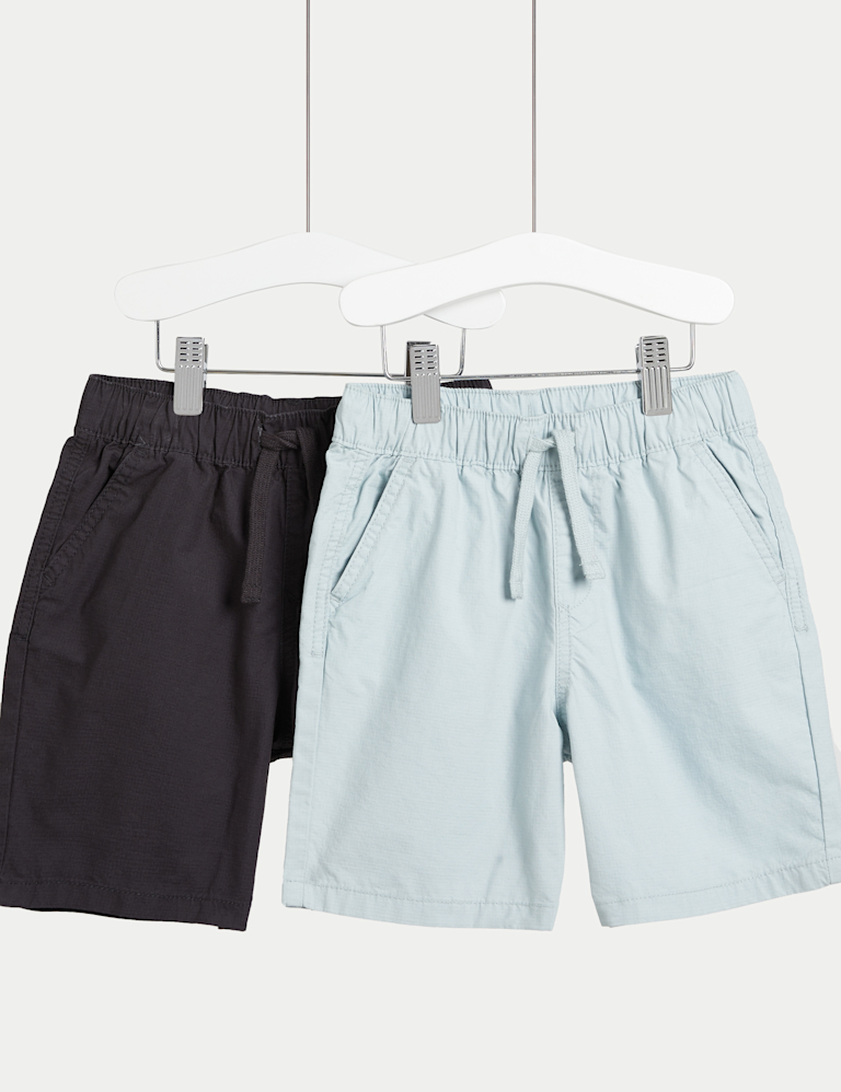 2pk Pure Cotton Ripstop Shorts (2-8 Yrs)