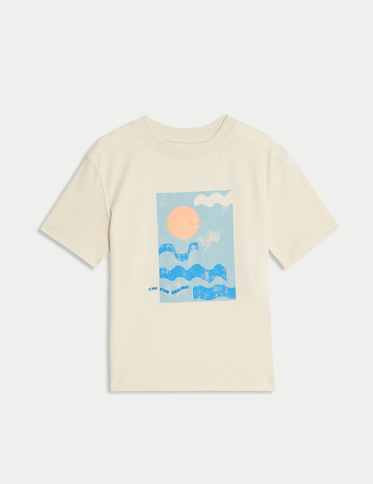 Pure Cotton Wave Graphic T-Shirt (2-8 Yrs)
