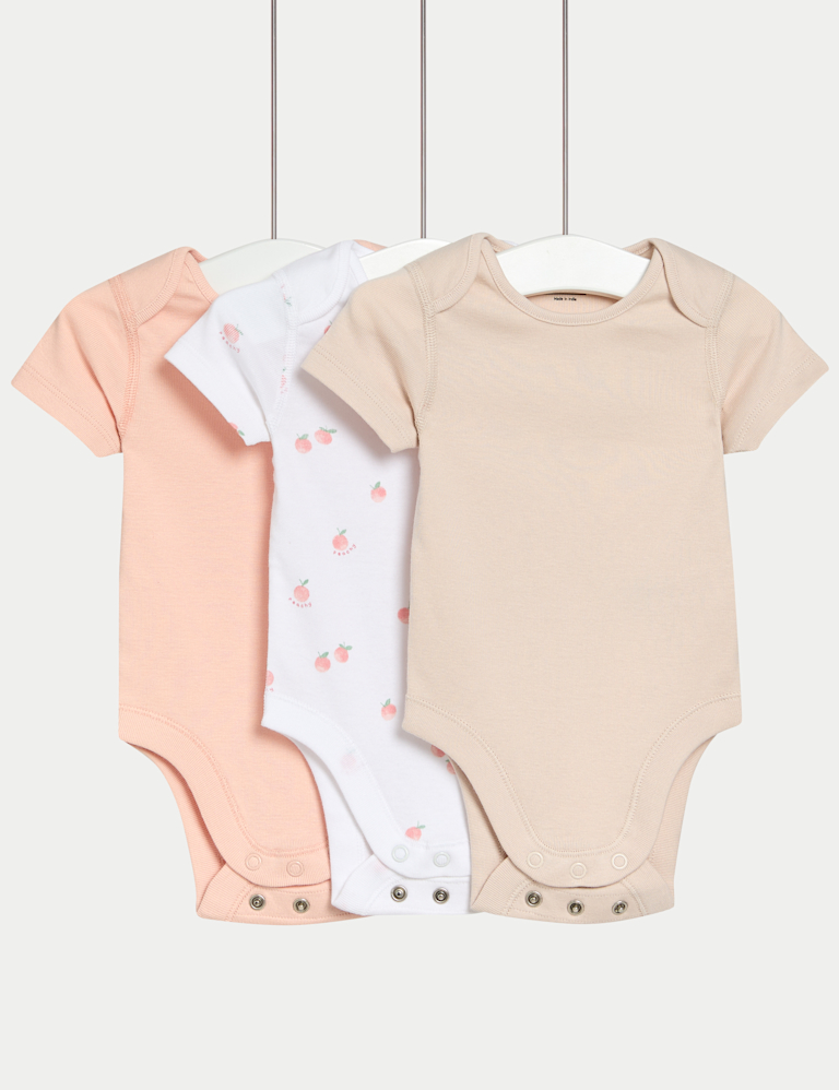 3pk Pure Cotton Peaches Bodysuits (0-3 Yrs)