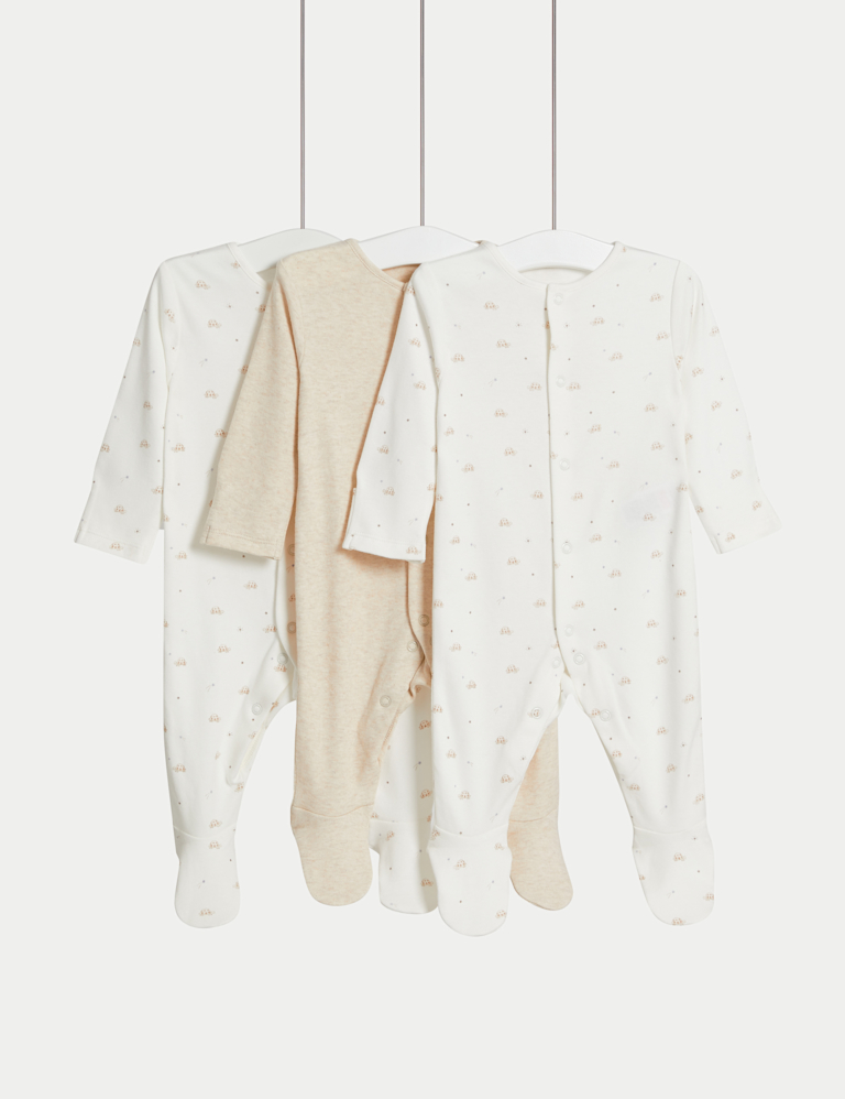 3pk Pure Cotton Turtle Sleepsuits (0-3 Yrs)
