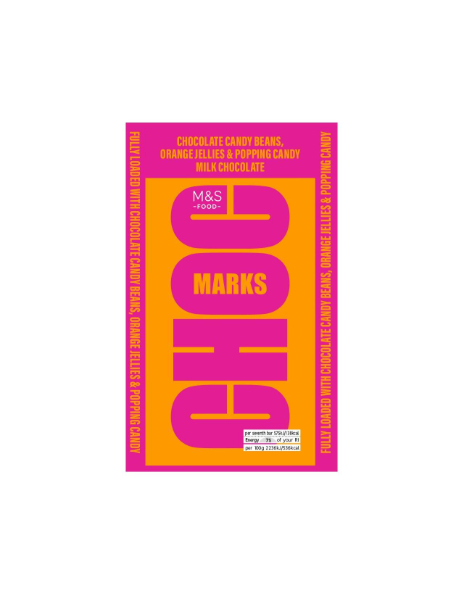 Choc Marks Candy Beans, Orange Jellies & Popping Candy Milk Chocolate