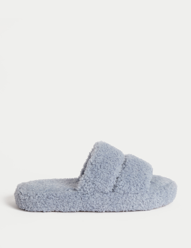 Borg Platform Open Toe Slider Slippers