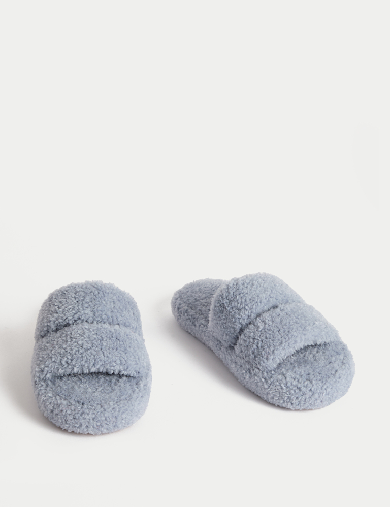 Borg Platform Open Toe Slider Slippers