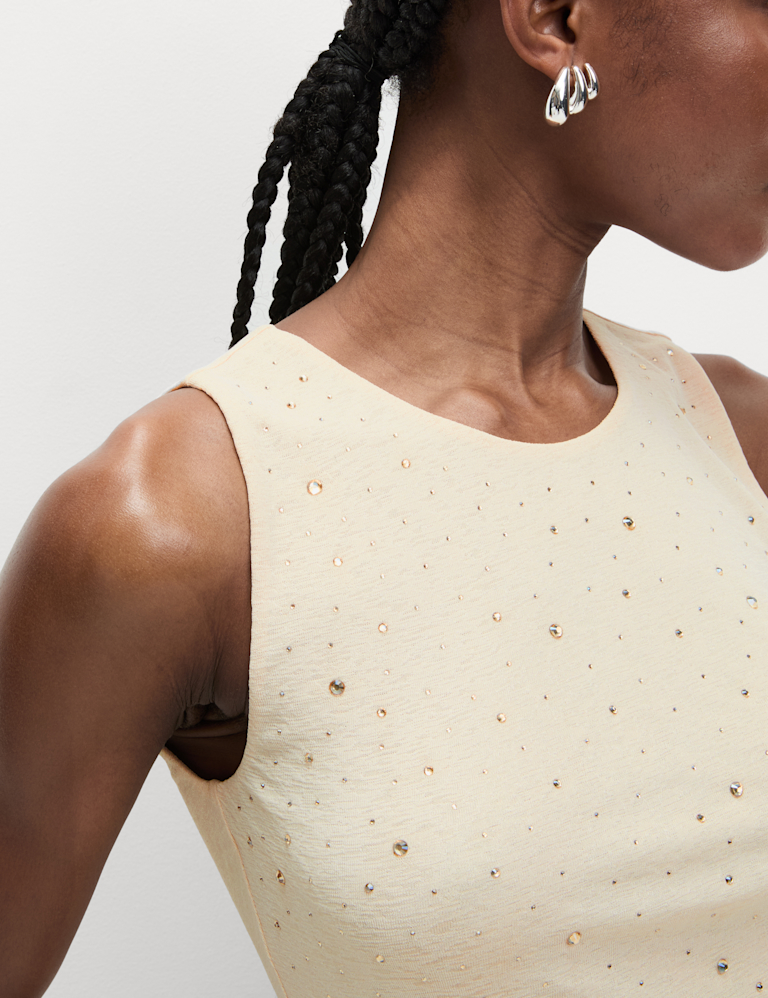 Embellished Crew Neck Vest Top