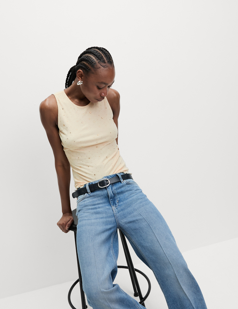 Embellished Crew Neck Vest Top