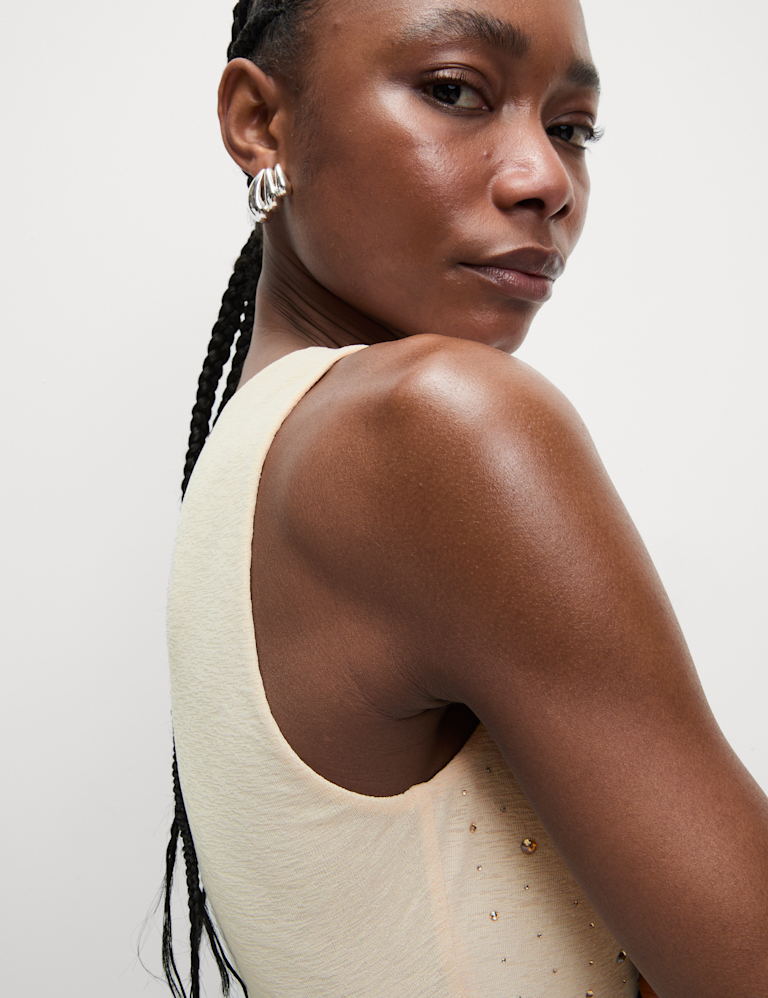 Embellished Crew Neck Vest Top