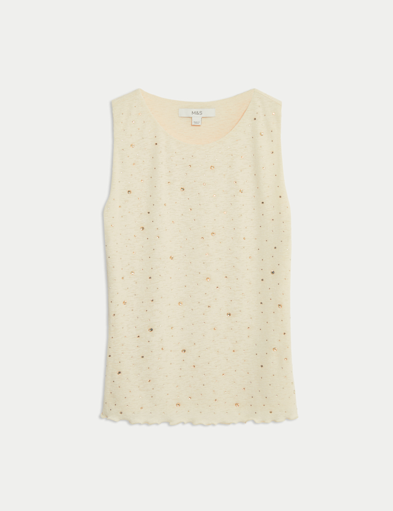 Embellished Crew Neck Vest Top