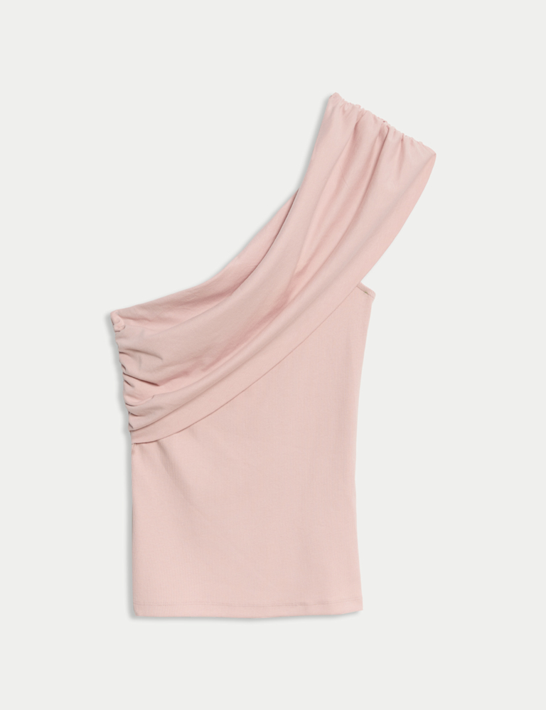 Cotton Rich Ribbed Off The Shoulder Top