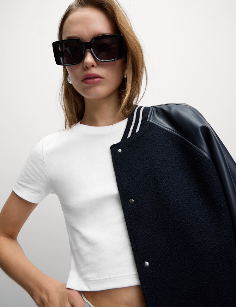 Pure Cotton Slim Fit Crop T-Shirt