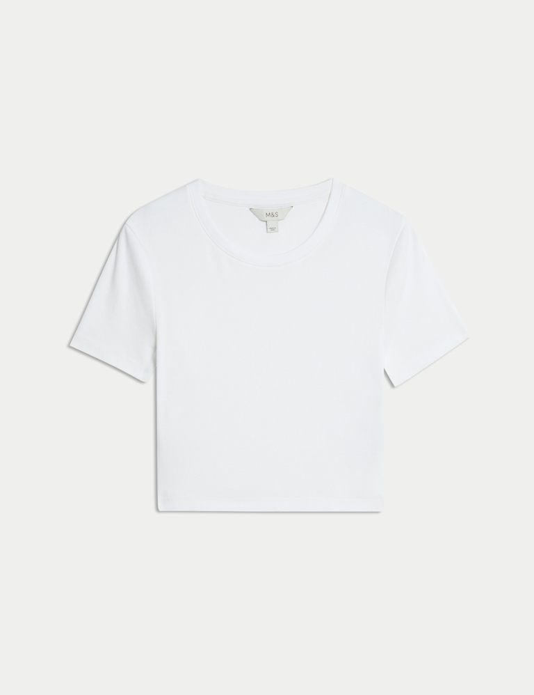 Pure Cotton Slim Fit Crop T-Shirt