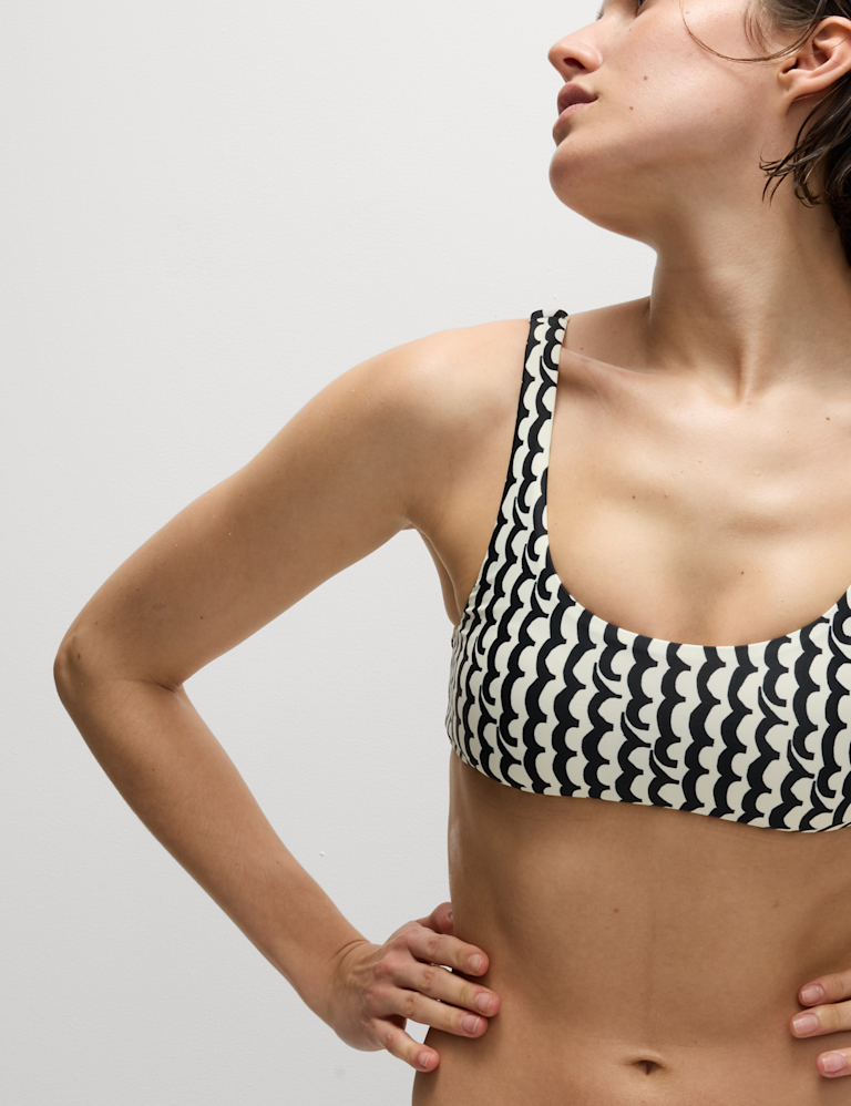 Printed Padded Scoop Neck Bikini Top