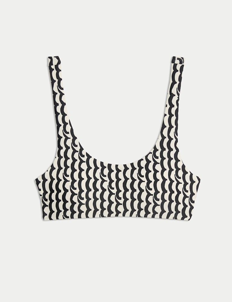 Printed Padded Scoop Neck Bikini Top