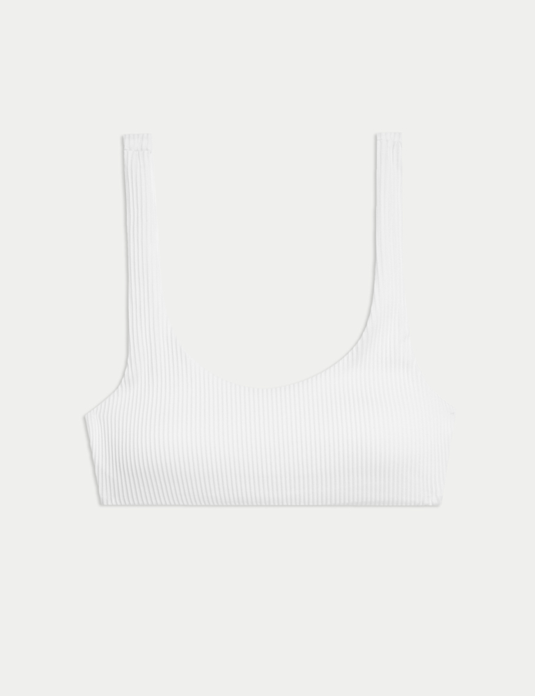 Ribbed Padded Scoop Neck Bikini Top