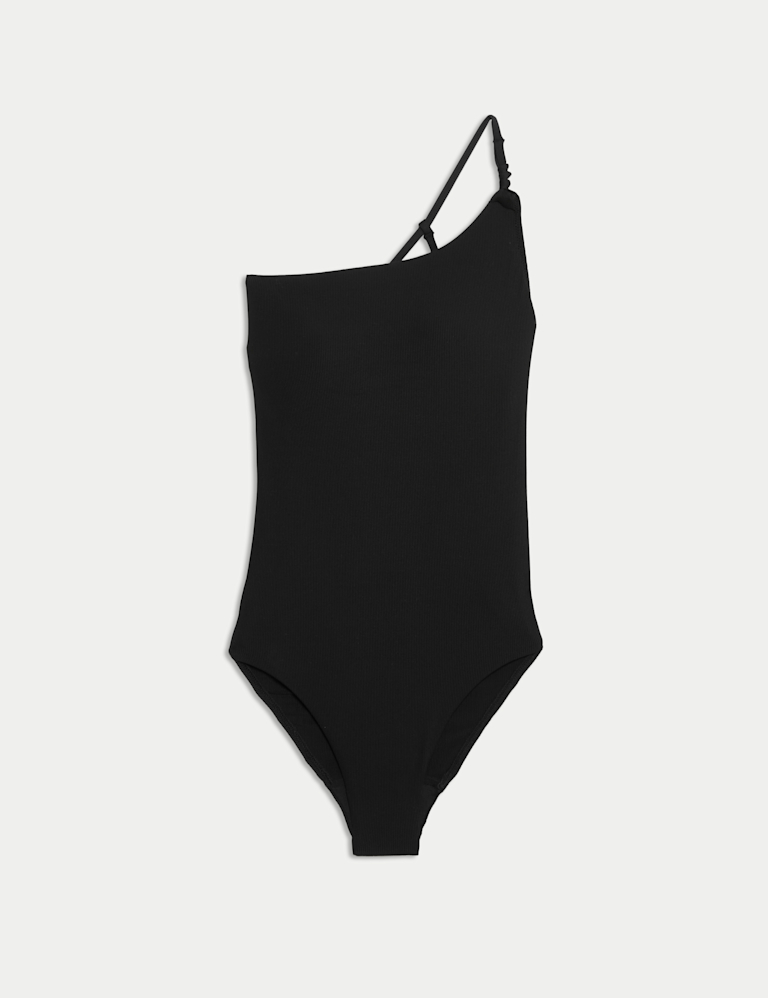 Textured One Shoulder Padded Swimsuit