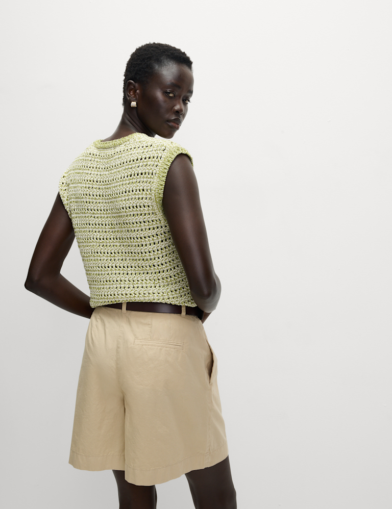 Pure Cotton Pleat Front Bermuda Shorts