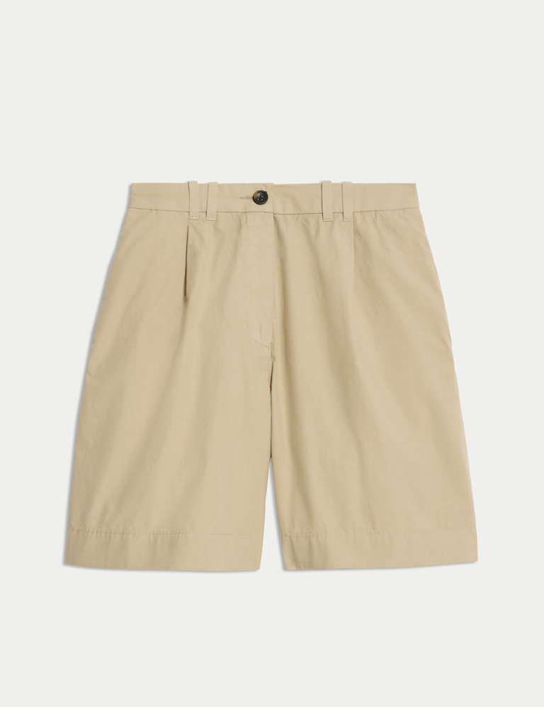 Pure Cotton Pleat Front Bermuda Shorts