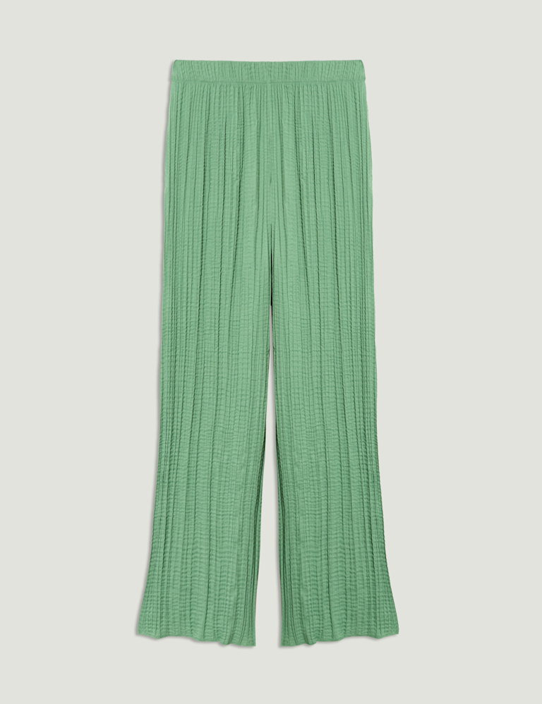 Plisse Wide Leg Trousers