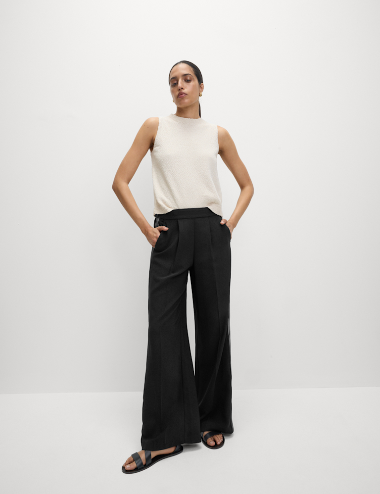 Woven Side Stripe Wide Leg Trousers Woven Side Stripe Wide Leg Trousers