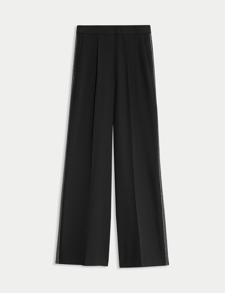 Woven Side Stripe Wide Leg Trousers
