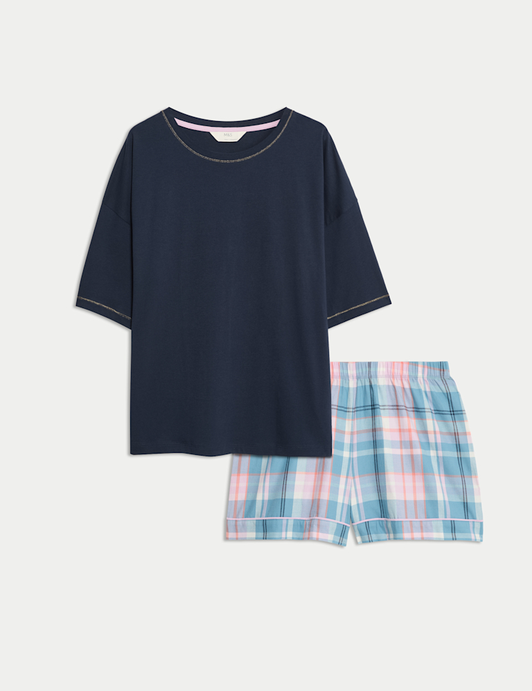Pure Cotton Checked Shortie Set