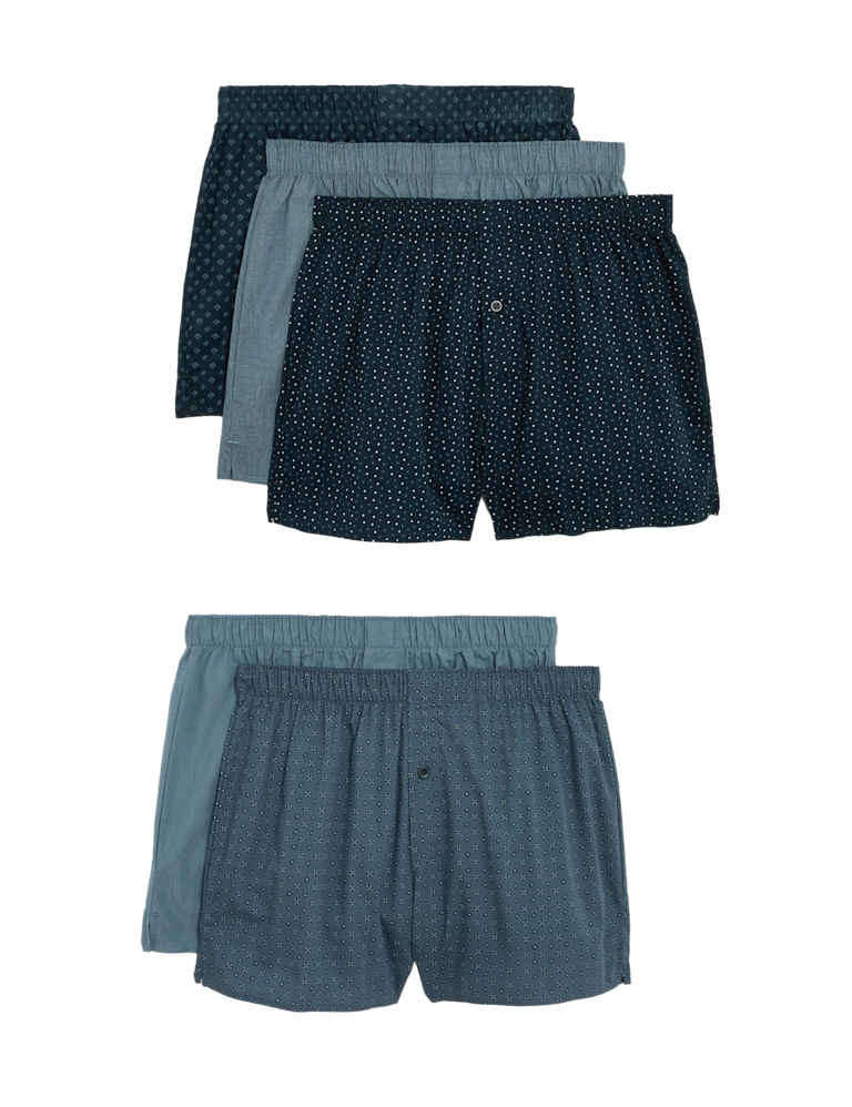 5pk Pure Cotton Foulard Woven Boxers