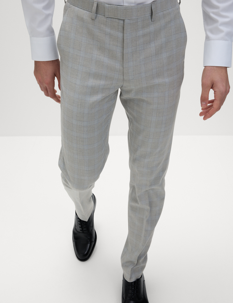 Tailored Fit Check Stretch Suit Trousers