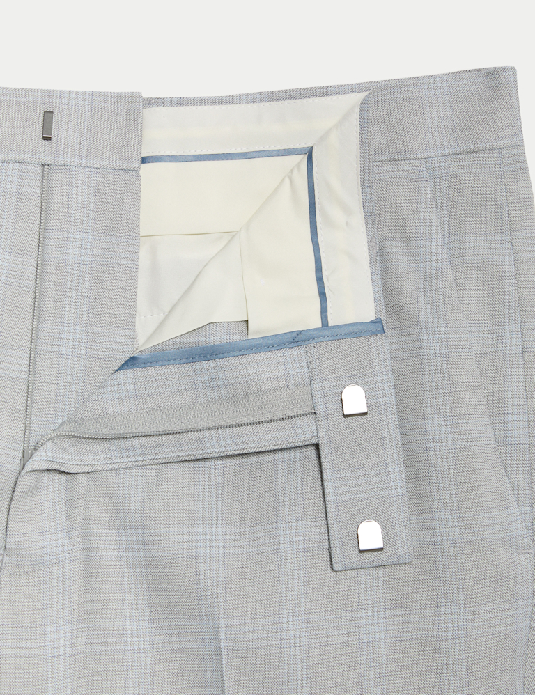 Tailored Fit Check Stretch Suit Trousers