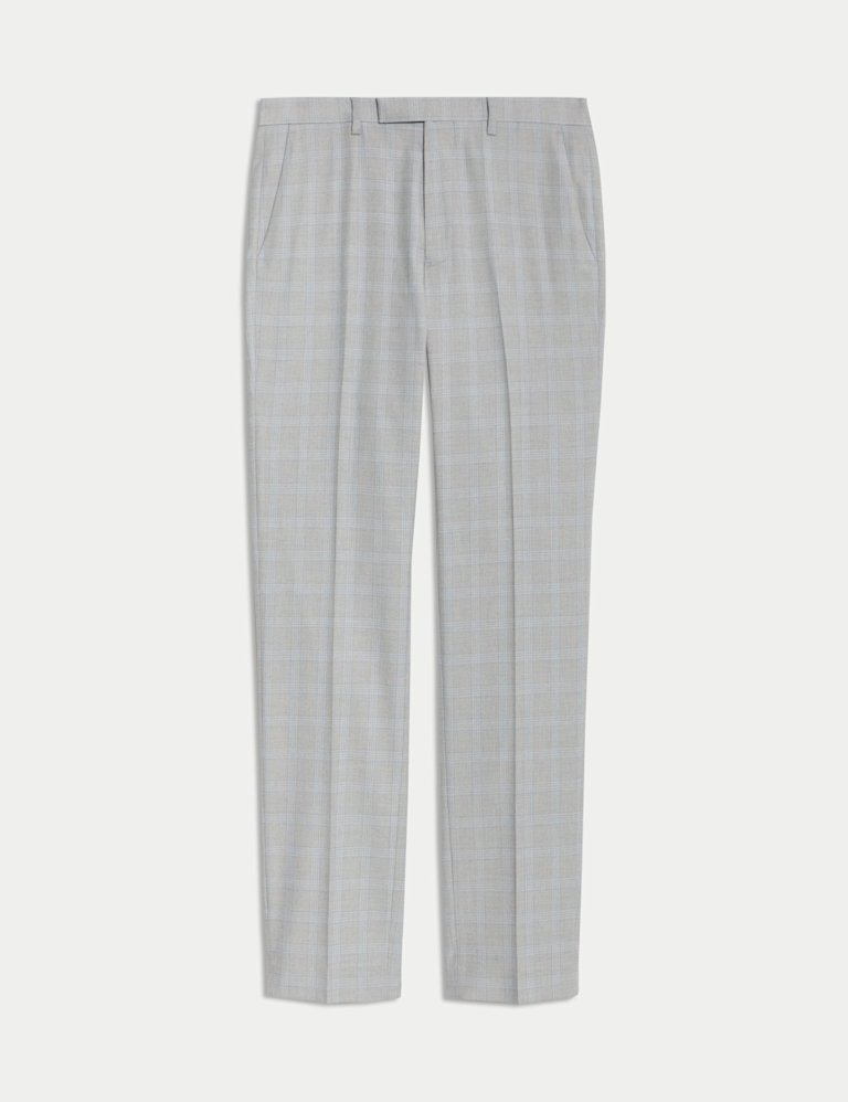 Tailored Fit Check Stretch Suit Trousers