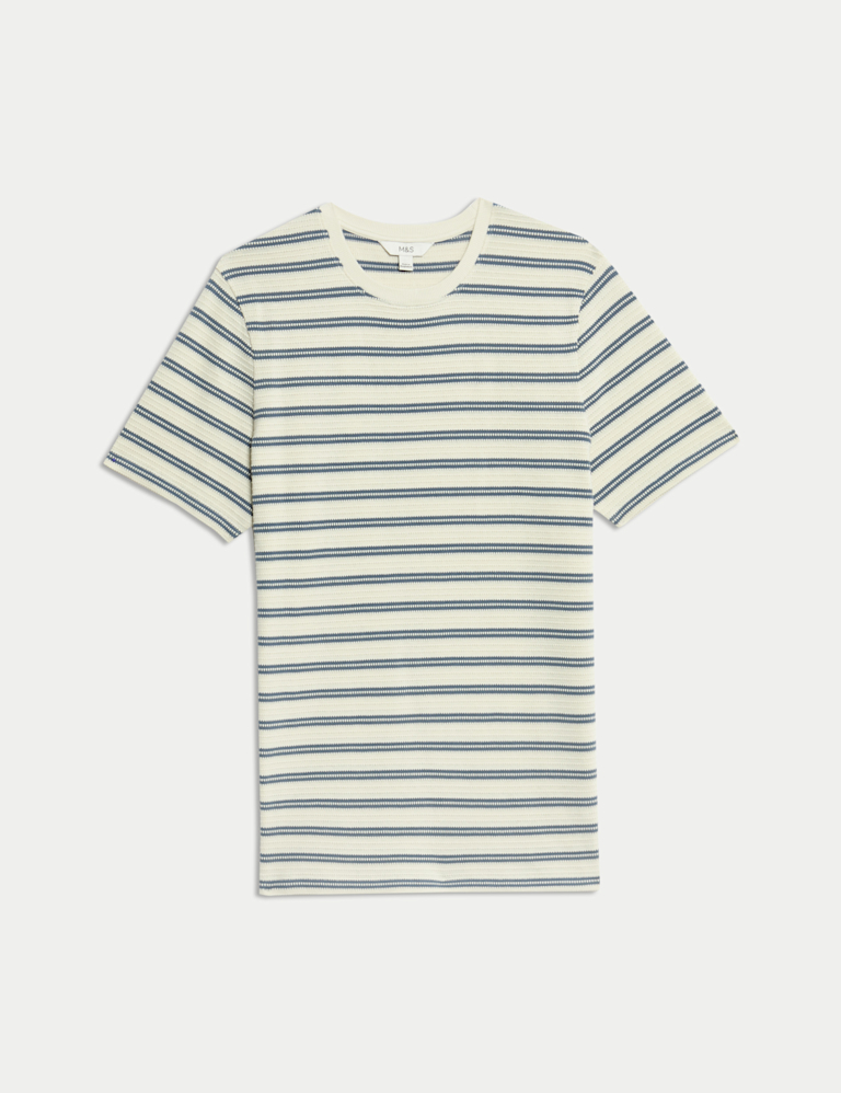 Cotton Rich Striped Textured T-Shirt
